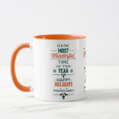 Happy Holidays Green & Orange Text Design Tasse (Links)