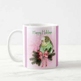 Happy Holidays Green Parakeet mit Weihnachtsjunge Kaffeetasse