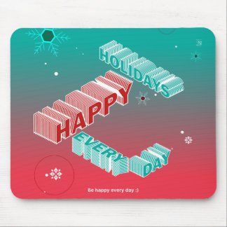 Happy Holidays, Green & Pink Mousepad
