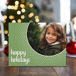 Happy Holidays - Green Polka Dot Border Feiertagspostkarte