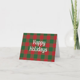 Happy Holidays Green & Red Kariert Card Dankeskarte