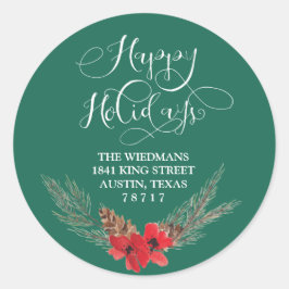 Happy Holidays Green Rücksendeadresse Round Sticke Runder Aufkleber