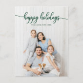 Happy Holidays Green Script Einzigartiges Foto Wei Postkarte (Vorderseite)