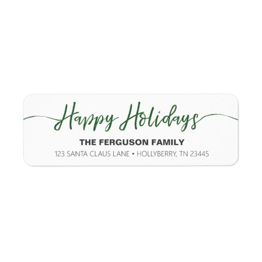 Happy Holidays Green Script Return Address Label (Vorne)