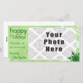 Happy Holidays Green Themed Snowflake Feiertagskarte (Vorne/Hinten)