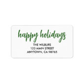 Happy Holidays Green Typografy Rücksendeadresse Adressaufkleber (Vorne)