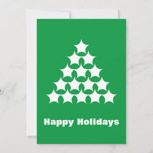Happy Holidays Green White Snow Stars Tree Feiertagskarte