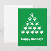 Happy Holidays Green White Snow Stars Tree Karte (Vorne/Hinten)