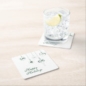 Happy Holidays GreenMonogram Bauble Ornamente Rechteckiger Pappuntersetzer (Vor Ort)