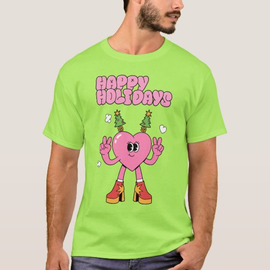Happy Holidays - Groovy Heart of the Season T-Shirt (Vorderseite)