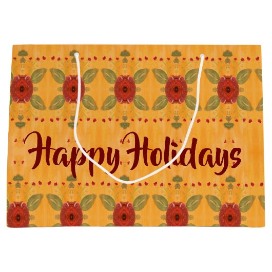Happy Holidays Große Geschenktasche Geschenktüte (Vorderseite)