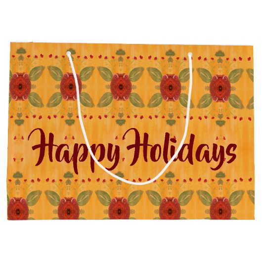 Happy Holidays Große Geschenktasche Geschenktüte (Rückseite)