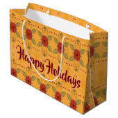 Happy Holidays Große Geschenktasche Geschenktüte (Rückseite Schrägansicht)