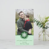 Happy Holidays Grünbuch Snowflake 4x8 Feiertagskarte (Stehend Vorderseite)