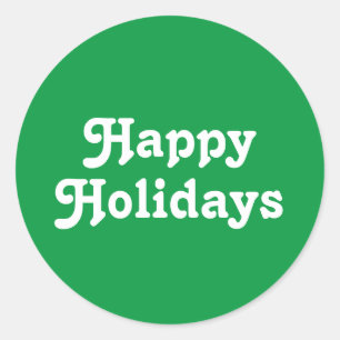 "Happy Holidays", grüner weißer Weihnachtsurlaub Runder Aufkleber
