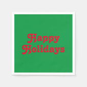 "Happy Holidays" grünes rotes Papier Serviette (Vorderseite)