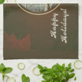 Happy Holidays Gruß - Graues Eichhörnchen Handtuch (Gefaltet)