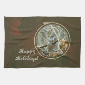 Happy Holidays Gruß - Graues Eichhörnchen Handtuch (Horizontal)
