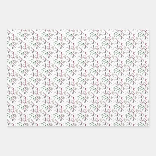 Happy Holidays Grußwünsche auf schwarz und weiß Geschenkpapier Set (Vorderseite)