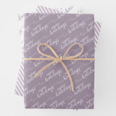 Happy Holidays Grußwünsche auf schwarzem violettem Geschenkpapier Set (Beispiel)