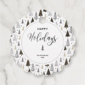 Happy Holidays Hand Drawn Pine Trees Individuelle  Geschenkanhänger (Rückseite)