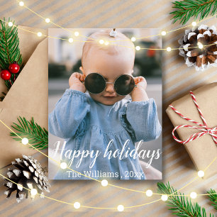 happy holidays hand lettered script holiday postkarte