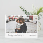 Happy Holidays Handgeschriebenes Modernes Foto Feiertagskarte (Stehend Vorderseite)