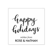 Happy Holidays Handgeschriebenes schwarzes Skript Gummistempel (Prägung)