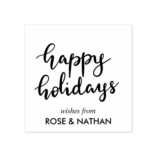 Happy Holidays Handgeschriebenes schwarzes Skript Gummistempel (Prägung)