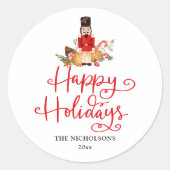 Happy Holidays | Handgeschriebenes Skript Nutcrack Runder Aufkleber (Vorderseite)
