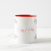 Happy Holidays Handgezeichnete Kiefernkone Generik Zweifarbige Tasse (Mittel)