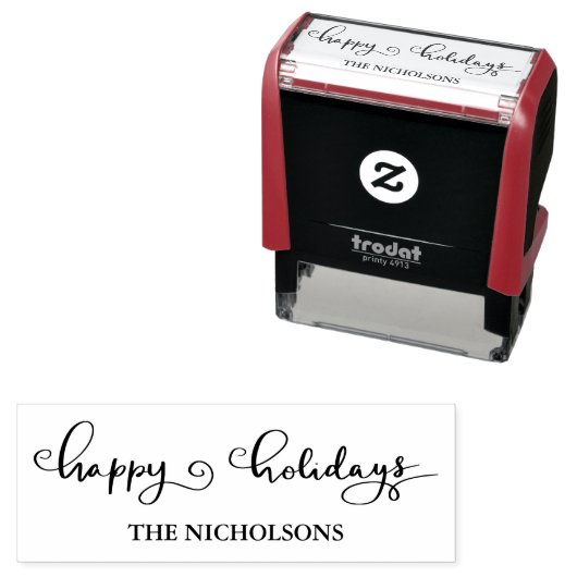 Happy Holidays Handwritten Script Holiday Self-ink Permastempel (Beispiel)