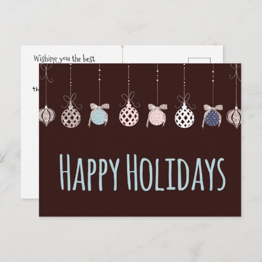 Happy Holidays Hängende Ornamente Postkarte (Vorne/Hinten)