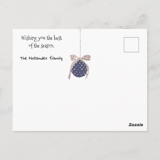 Happy Holidays Hängende Ornamente Postkarte (Rückseite)
