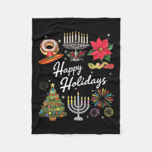 Happy Holidays Hanukkah Feliz Navidad Christmas Kw Fleecedecke