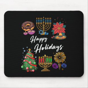Happy Holidays Hanukkah Feliz Navidad Christmas Kw Mousepad
