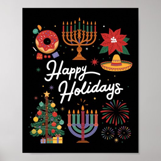 Happy Holidays Hanukkah Feliz Navidad Christmas Kw Poster (Vorne)
