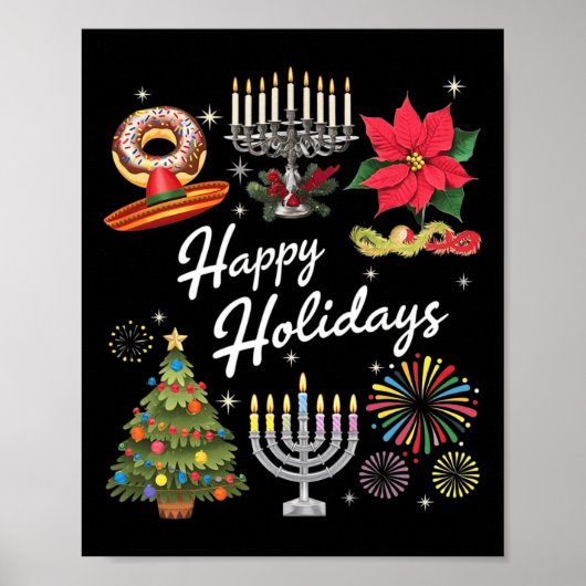 Happy Holidays Hanukkah Feliz Navidad Christmas Kw Poster (Vorne)