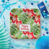 Happy Holidays Hawaiian Flower Pattern Weihnachten Pappteller (Party)