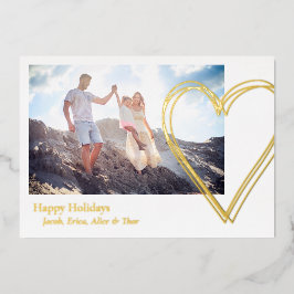Happy Holidays Heart 3 Foto Minimalistisch Gold Folien Feiertagskarte