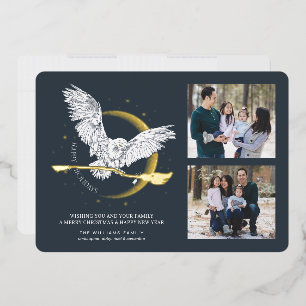 Happy Holidays Hedwig Delivery Familienfotokarte Folien Feiertagskarte