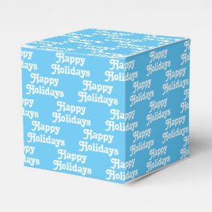 "Happy Holidays" hellblau, weißes Weihnachtsgesche Geschenkschachtel