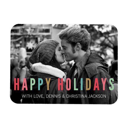 Happy Holidays | Helle und moderne Foto Magnet (Horizontal)