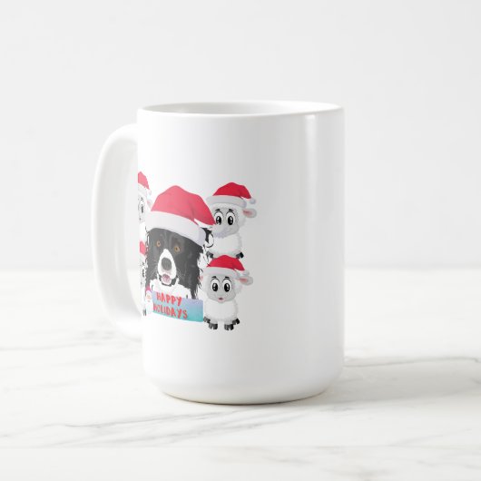 Happy Holidays Herding Dog & Sheep Kaffeetasse (Vorderseite Links)