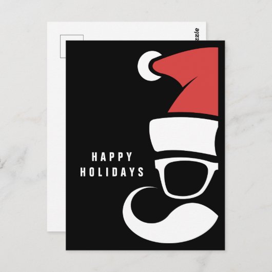 Happy Holidays Hipster Santa Postkarte (Vorne/Hinten)