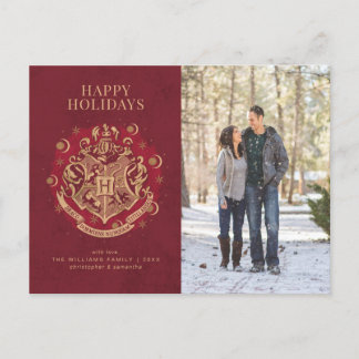Happy Holidays | HOGWARTS™ Wappen Family Foto Feiertagspostkarte