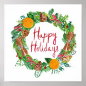 Happy Holidays | Holiday Wreath Poster (Vorne)
