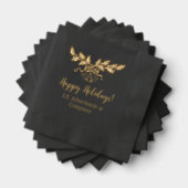 Happy Holidays Holly and Bells Company Name Servietten Mit Folie (Insitu (Gestapelt))
