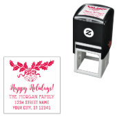 Happy Holidays Holly and Bells Name Rücksendeadres Permastempel (Beispiel)