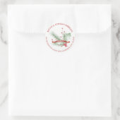 Happy Holidays Holly Berries Pine Round Address | Runder Aufkleber (Tasche)